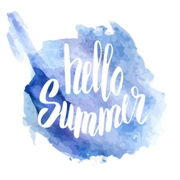 Hello Summer. Hand drawn typography. Vector illustration Stock Illustration