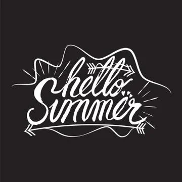 Hello Summer Hand Lettering Vector Illustration Stock Illustration