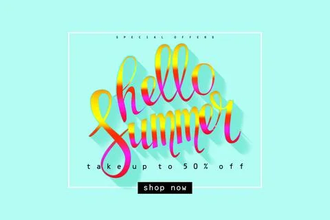 Hello Summer Hello lettering typography vector Stock Illustration
