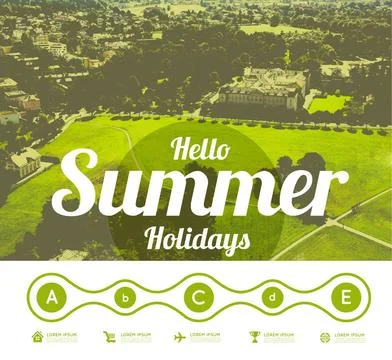 Hello summer holidays Hello summer holidays. Vector illustration with gree... 库存照片