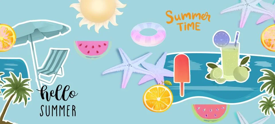Hello summer イラスト素材