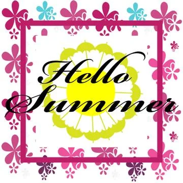 Hello summer image isolated on color background Stock Illustration