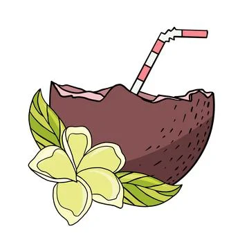 Hello summer items from a set of summer desserts, leaves, fruits and flowers. Stock Illustration