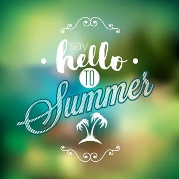 Hello Summer, i've been waiting for you inspiration quote Stock Illustration