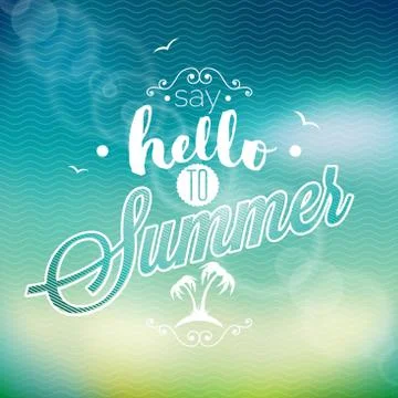 Hello Summer, i've been waiting for you inspiration quote Stock-Illustration