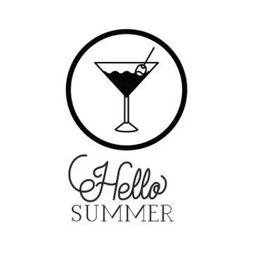 Hello summer label with white background 스톡 일러스트