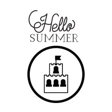 Hello summer label with white background Illustrazione stock