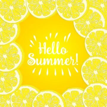 Hello Summer lemon Stock Illustration