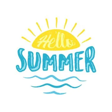 Hello summer letter with sun vector concept design Stock Illustration