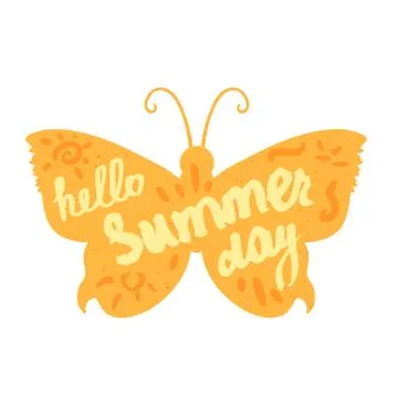 Hello Summer Lettering Stock Illustration