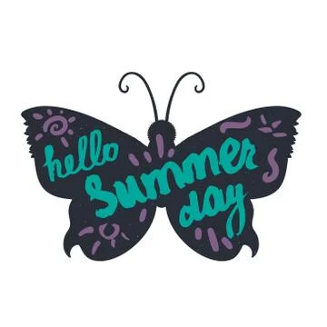 Hello Summer Lettering Stock Illustration