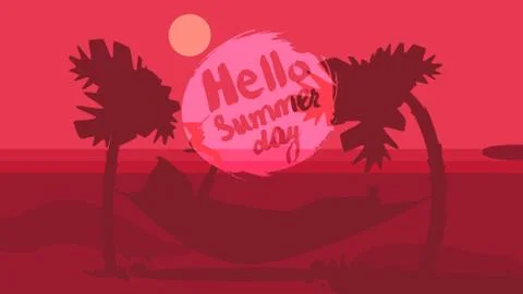 Hello Summer Lettering Stock Illustration
