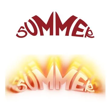 Hello summer lettering two types of silhouette and with shadow. Stock Illustration