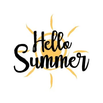 Hello summer lettering vector illustration on white background Stock Illustration