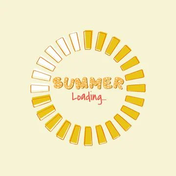 Hello Summer Loading progress Bar. Vector illustration. Stock Illustration