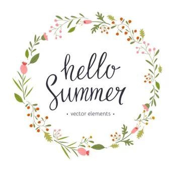 Hello Summer, modern hand drawn lettering. Stock Illustration