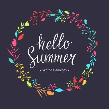 Hello Summer, modern hand drawn lettering. Stock Illustration