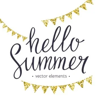 Hello Summer, modern hand drawn lettering. Stock Illustration
