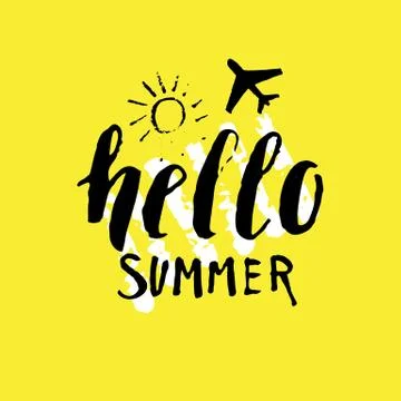 Hello summer. Modern hand drawn lettering phrase. Stock Illustration