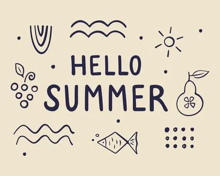 Hello summer, modern summer background and banner design with fruits Stock Illustration