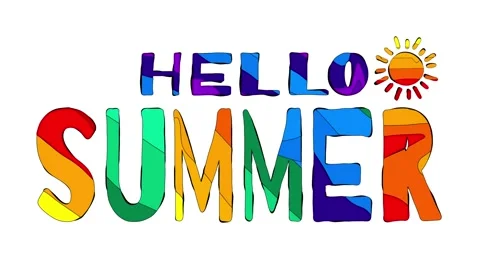 Hello Summer. Multicolored bright funny cartoon tremble positive inscription. Stock Footage 150320791