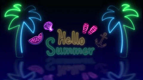 HELLO SUMMER NEON DESIGN Stock Footage 262448826
