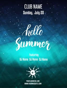 Hello summer party poster template. Abstract design. Vector illustration. Stock Illustration