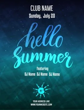 Hello summer party poster template. Abstract design. Vector illustration. Stock Illustration