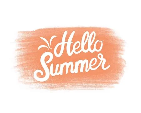 Hello Summer phrase on colored spot. Summer Time logo Templates. Isolated T.. Stock Illustration