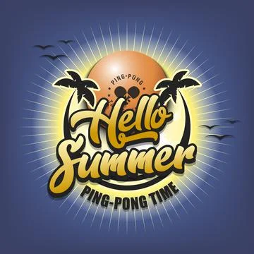 Hello summer. Ping-pong time 스톡 일러스트