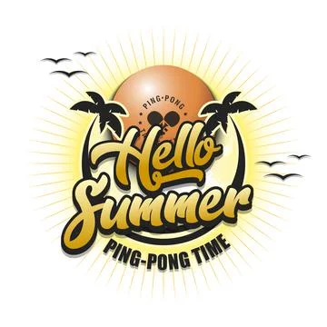 Hello summer. Ping-pong time 스톡 일러스트
