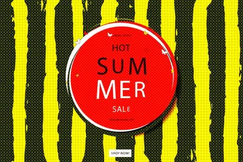 Hello summer pink card or banner Stock Illustration