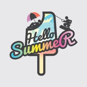 Hello Summer Popsicle Vector Illustration Stock-Illustration