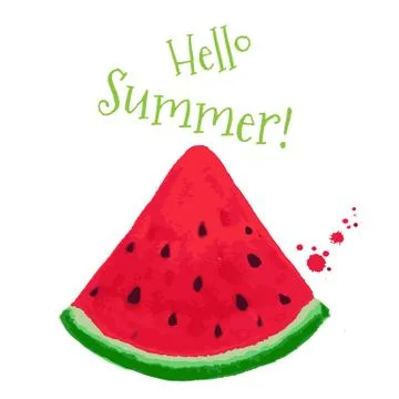 Hello Summer Postcard Stock Illustration