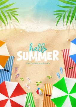 Hello Summer poster template Stock Illustration