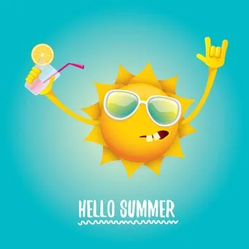 Hello summer rock n roll vector label or logo. 스톡 일러스트