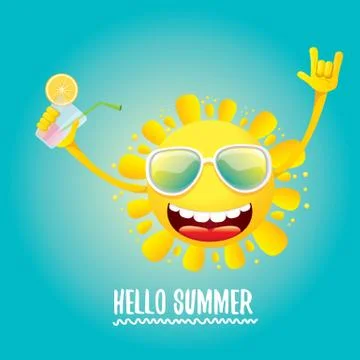 Hello summer rock n roll vector label or logo. 스톡 일러스트