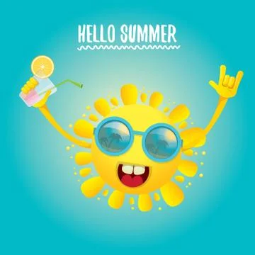 Hello summer rock n roll vector label or logo. 스톡 일러스트