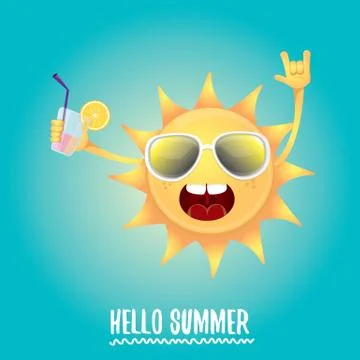 Hello summer rock n roll vector label or logo. 스톡 일러스트