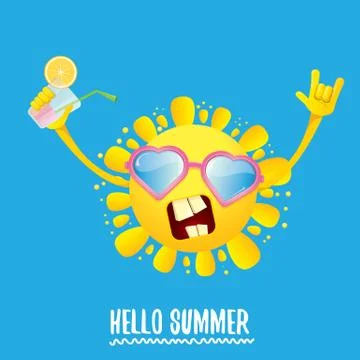Hello summer rock n roll vector label or logo. summer cocktail party poster 스톡 일러스트