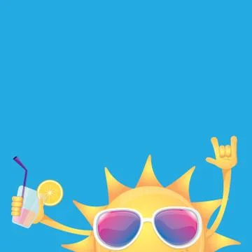 Hello summer rock n roll vector label or logo. summer cocktail party poster 스톡 일러스트