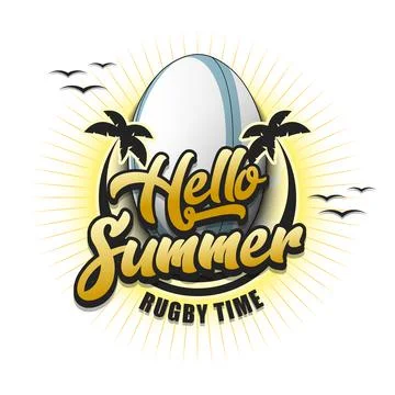Hello summer. Rugby time 스톡 일러스트