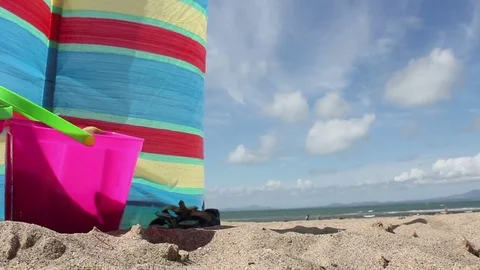 Hello to summer with sandy beach shot. Perfect beach background Vídeo Stock 72546825