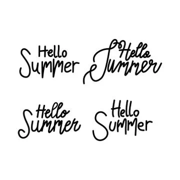Hello Summer Script text Design Template Vector 스톡 일러스트