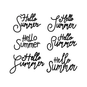 Hello Summer Script text Design Template Vector Illustrazione stock