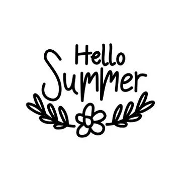 Hello Summer Script text Design Template Vector Stock Illustration