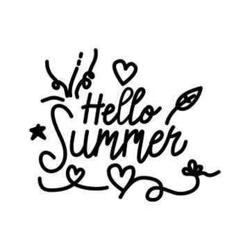 Hello Summer Script text Design Template Vector Illustrazione stock
