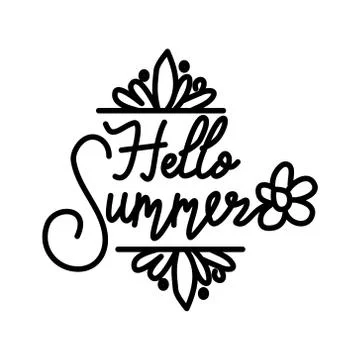 Hello Summer Script text Design Template Vector 스톡 일러스트