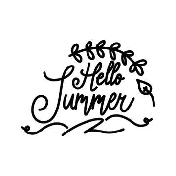 Hello Summer Script text Design Template Vector Stock Illustration