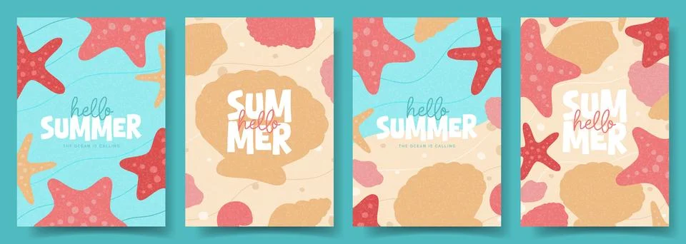 Hello Summer set of cards イラスト素材
